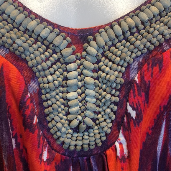 Jaclyn Smith Sleeveless Beaded Top 3X Red Orange Purple PF - Picture 3 of 6